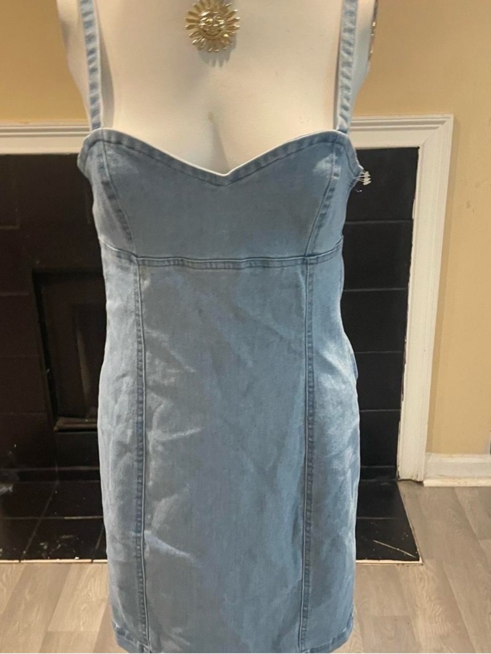 Forever 21 Light Blue Denim Mini Dress Cottagecore Casual